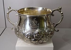 The Holyoke Caudle Cup, John Coney, American, c. 1690, silver - Fogg Art Museum, Harvard University - DSC01393