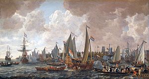 The arrival of King Charles II of England in Rotterdam, may 24 1660 (Lieve Pietersz. Verschuier, 1665)