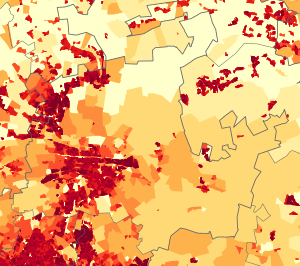 Tshwane population density map
