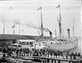 USAT ROSECRANS and LAWTON docked at the foot of University St in Seattle, preparing to transport US troops to China, 1900 (PEISER 26)
