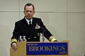 US Navy 070403-N-0696M-015 Chief of Naval Operations (CNO) Adm. Mike Mullen speaks at the Brookings Institution on the Navy's effort to formulate a new maritime strategy
