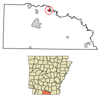 Location of Calion in Union County, Arkansas.