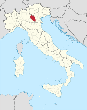 Map with the province of Verona in Italy