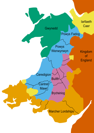 Wales after the Treaty of Montgomery 1267 Colorblind