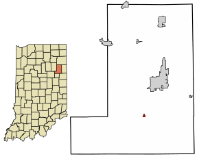 Location of Poneto in Wells County, Indiana.