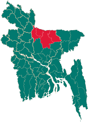Map of Bangladesh showing Mymensingh Division
