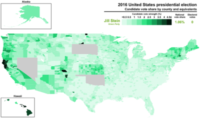 2016 United States presidential election - Percentage of votes cast for Jill Stein by county