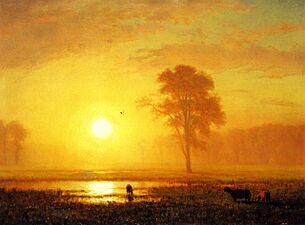 Albert Bierstadt - Sunset on the Plains