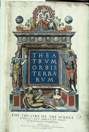 Bodleian Libraries, Ortelius, Theatrum Orbis Terrarum Titlepage with four figures which embody the four known continents