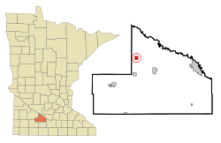 Location of Evan, Minnesota