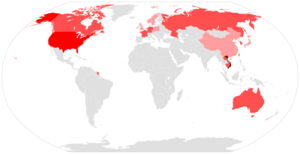 Color-coded Vietnamese language distribution world map counting from 10,000 user or above vector