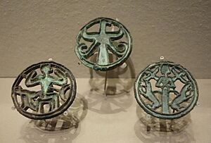Compartmented seals of eagle, monkey, and goddess, Turkmenistan or northeast Iran, early Bronze Age, c. 2200-1800 BC, bronze - Museum of Fine Arts, Boston - DSC02815