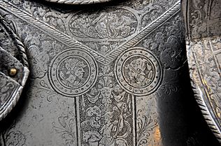Detail of a body armour from Medieval Europe. The Burrell Collection, Glasgow, UK