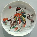 Dish with Magu, deity of longevity, China, Jingdezhen, Jiangxi province, Qing dynasty, approx. 1700-1800 AD, porcelain with overglaze polychrome - Asian Art Museum of San Francisco - DSC01663