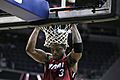 Dwyane Wade hanging on the rim