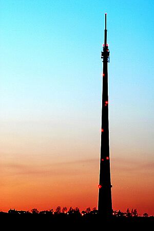Emley Moor mast at sunset - geograph.org.uk - 497294
