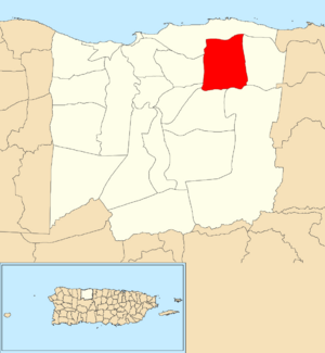Location of Factor within the municipality of Arecibo shown in red