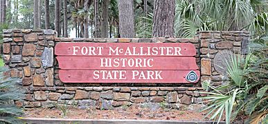 Fort McAllister State Park sign, Bryan County, GA, US