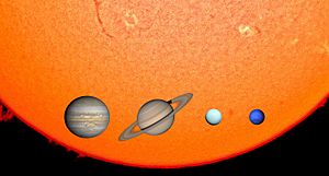 Gas Giants & The Sun in 1,000 km