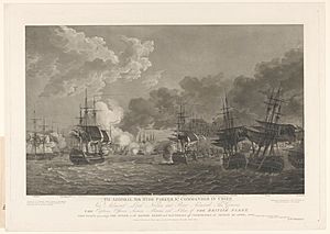 Gezicht van de zeeslag bij Copenhagen, 1801, RP-P-OB-73.109