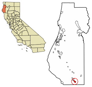 Location of Benbow in Humboldt County, California.