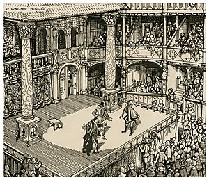 Imaginary view of an Elizabethan stage