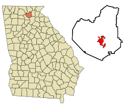 Location in Lumpkin County and the state of Georgia