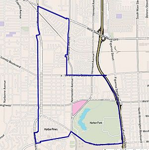 Harbor City as outlined by the Los Angeles Times