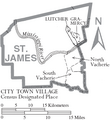 Map of St. James Parish Louisiana With Municipal Labels