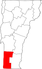 Map of Vermont highlighting Bennington County