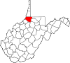 State map highlighting Wetzel County