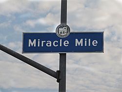 Miracle Mile sign at San Vicente & Hauser Blvds.