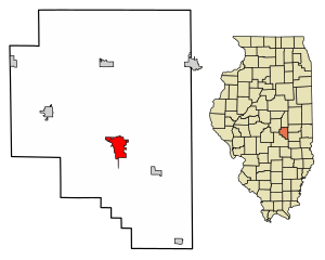 Location of Sullivan in Moultrie County, Illinois.
