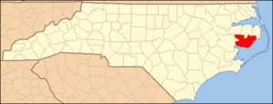 North Carolina Map Highlighting Hyde County
