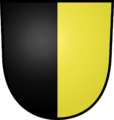 Party per pale sable and or