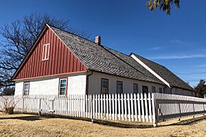Pioneer Adobe House and fence Hillsboro Kansas
