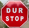 STOP-DUR sign in North Cyprus