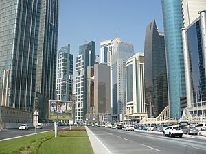 Skyscrapers along a road in Al Dafna
