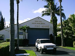 South Palm Beach FL town hall front with Jeep