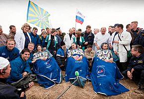 Soyuz TMA-18 landing site welcome back