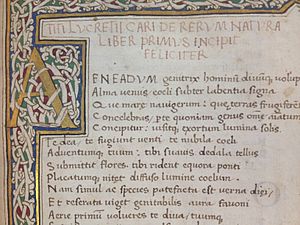 Start of Lucretius DRN manuscript