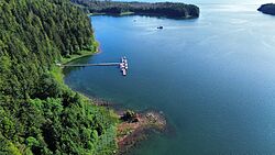 Taku Harbor: public dock & cannery ruins.