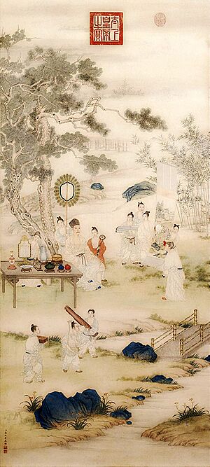 The Qianlong Emperor Viewing Paintings