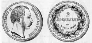 1868 Danish 2 rigsdaler both