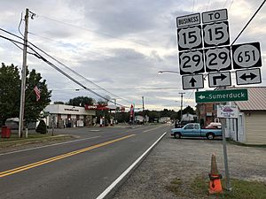 2018-10-10 18 18 13 View south along U.S. Route 15 Business and U.S. Route 29 Business (James Madison Street) just north of Main Street (Virginia State Route 651) in Remington, Fauquier County, Virginia