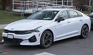 2021 Kia K5 GT-Line in Glacial White Pearl, front left