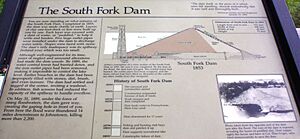A430, Johnstown Flood National Memorial, Pennsylvania, USA, sign at dam site, 2016