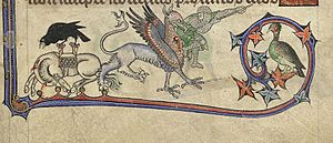 A Soldier Fighting A Griffin In The 'Alphonso' Psalter