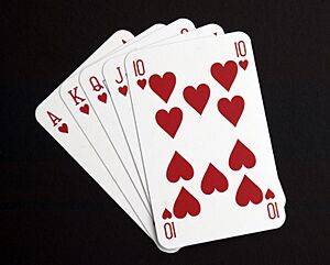 A studio image of a hand of playing cards. MOD 45148377