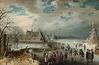 Adam van Breen, Skating on the Frozen Amstel River, 1611, NGA 150754